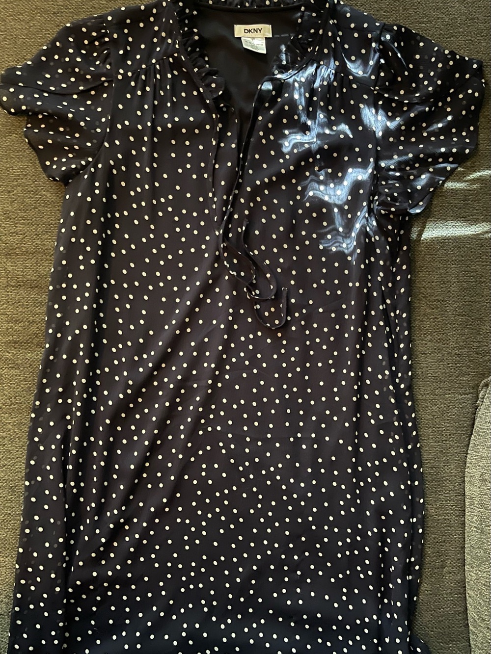 DKNY Navy Polka Dot Dress with White Dots
